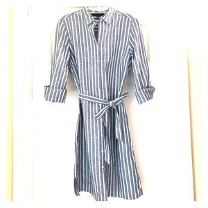 Brooks Bothers blue and white striped shirt dress